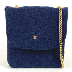 Chanel Pouch Logo CC Canvas Navy
